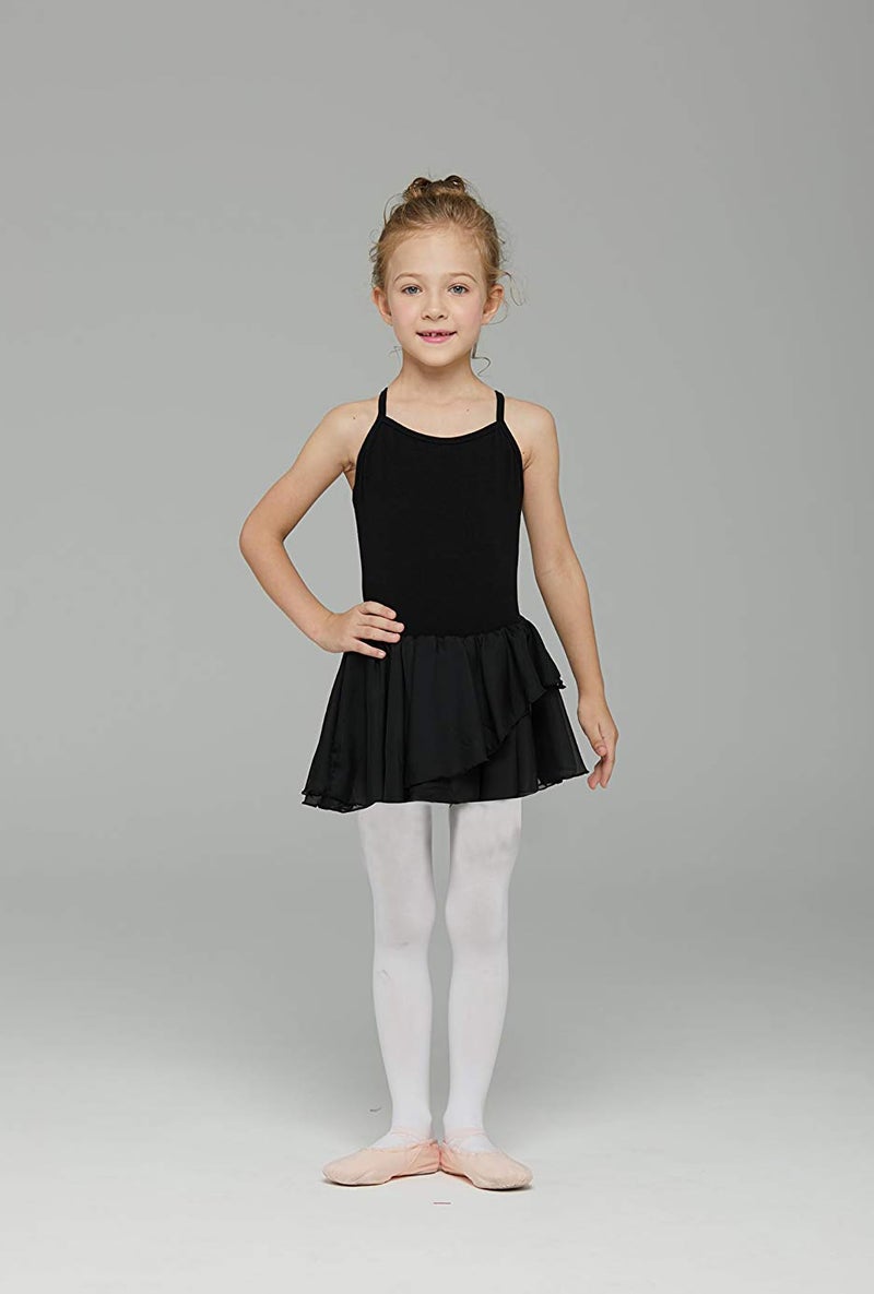 MdnMd Black Toddler Girls Dance Leotard with Ballet Tutu Skirt Ballerina Outfit Dress Camisole (Age 4-6 / 4t,5t) - Image 1